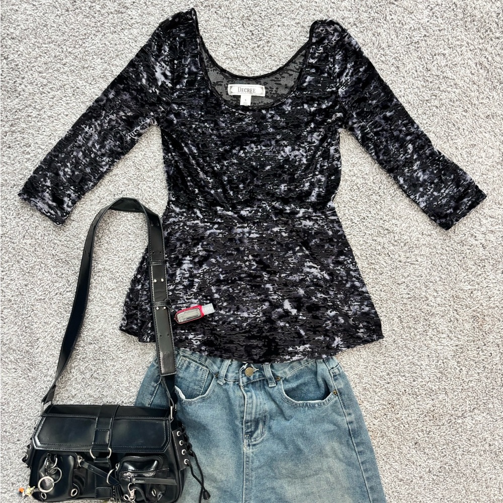 Decree Black Velvet Women's Top